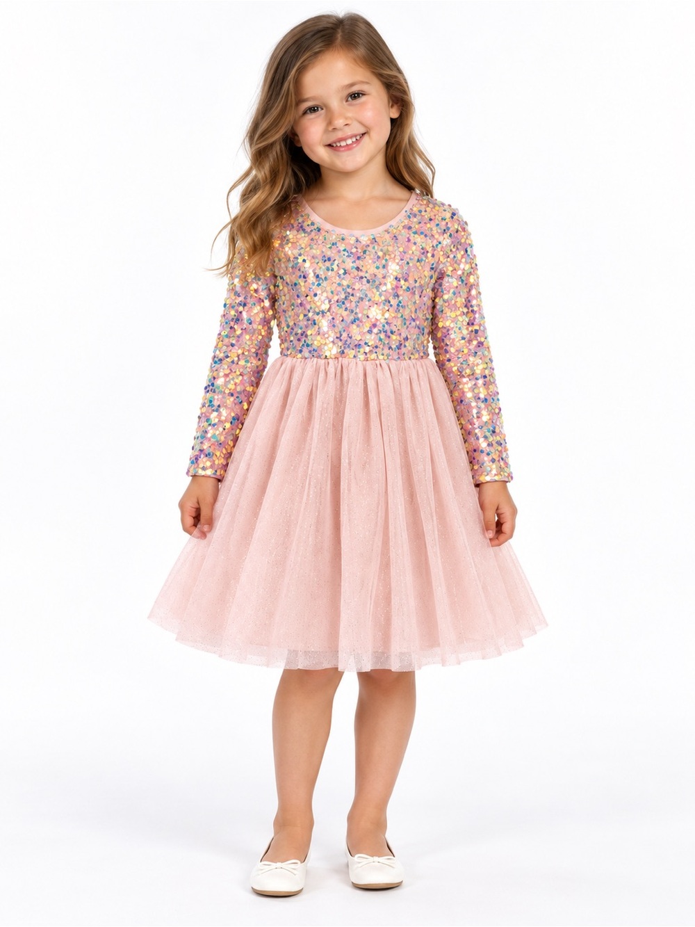 Cat & Jack Pink Iridescent Sequin Glitter Tulle Party Dress Girls XS 4/5